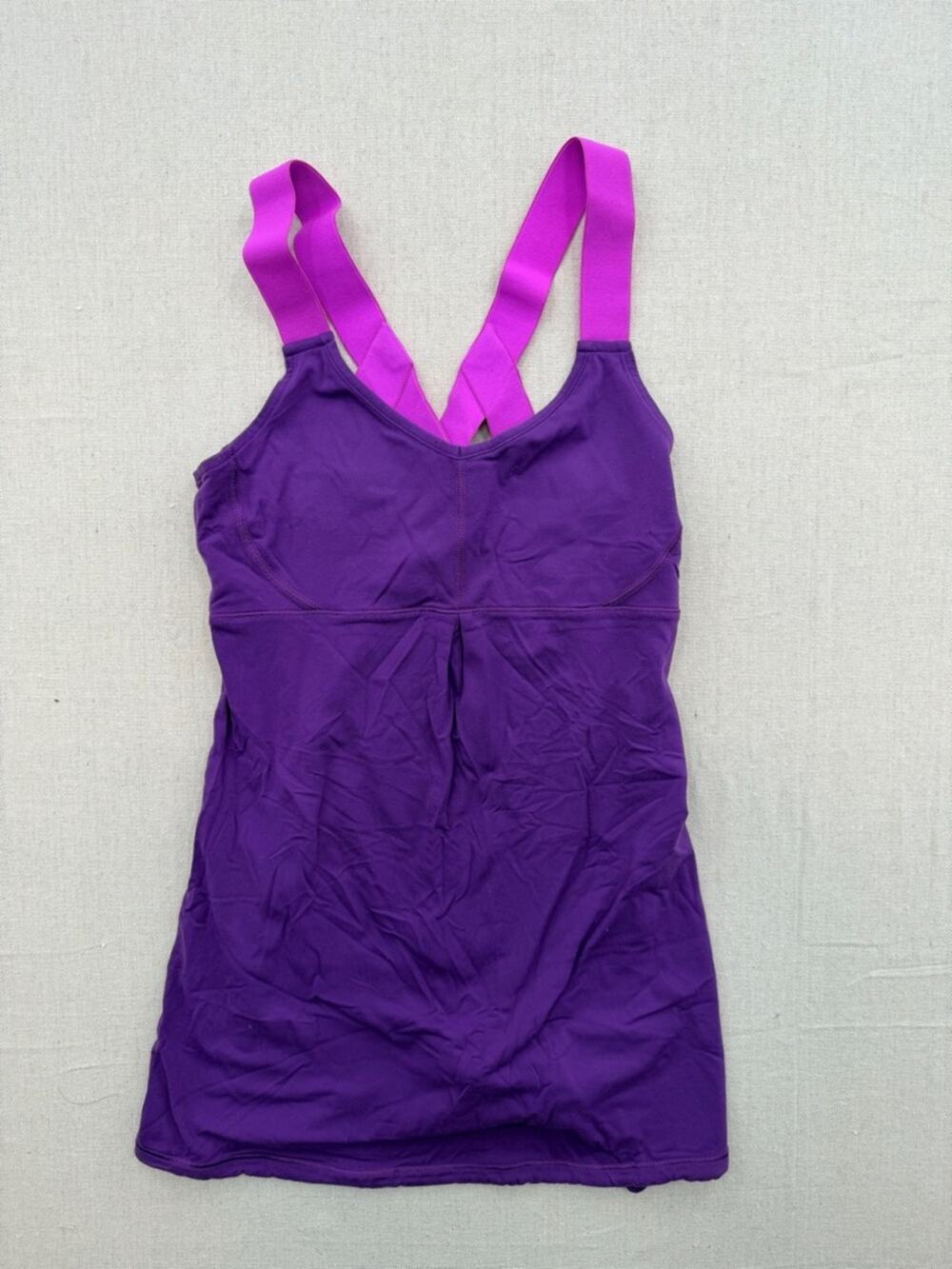Lucy Purple Tank with Pink Straps